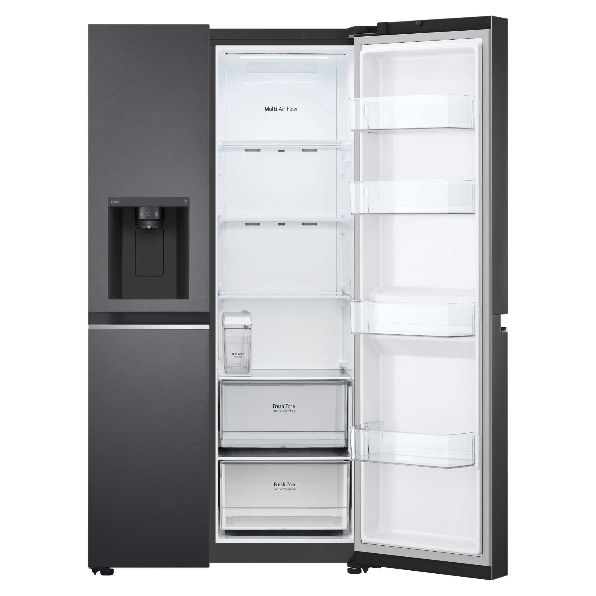 LG 674L Matte Black Double Door Refrigerator (Water Dispenser, Ice Maker, Linear Compressor)